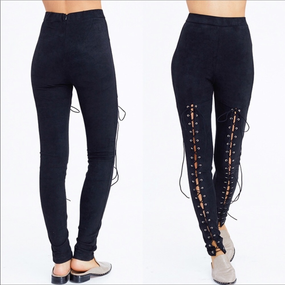 Faux suede leggings.